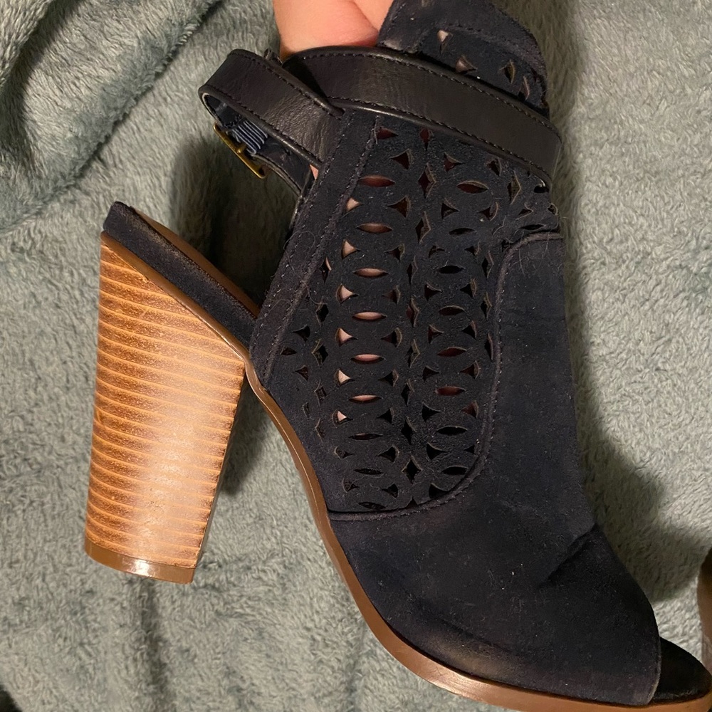 Black suede heels
